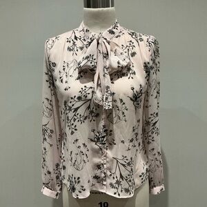 Reitmans Light Pink Floral Blouse with Tie